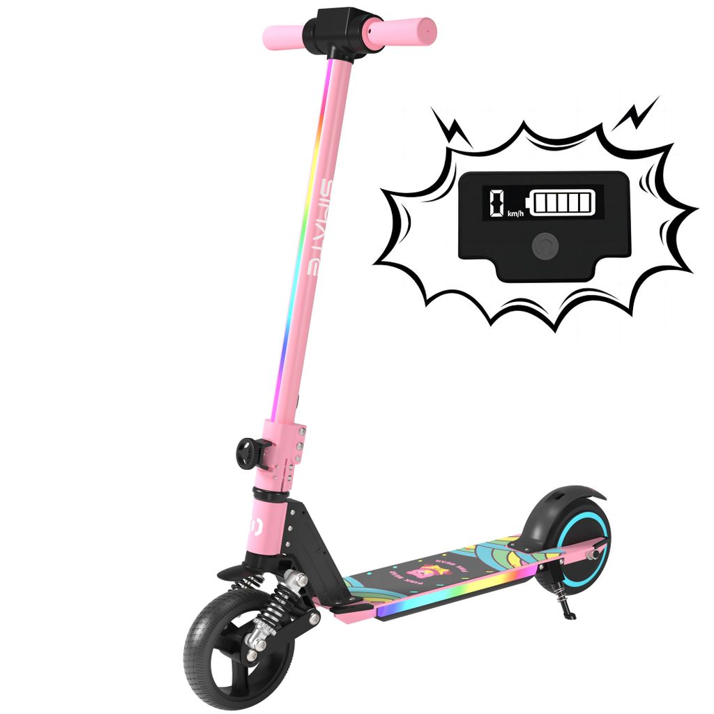KXQ-EPRO Elektroscooter Kinder Klappbar Elektroroller Rosa Neu Kinderroller Für Kinder und Jugendliche 130W Motor,14 km/h,5-8 km Reichweite E-Scooter