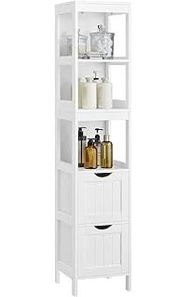 VASAGLE Mobile Bagno Alto BBC66WT - Mobiletto Salvaspazio Bianco 141cm - 1