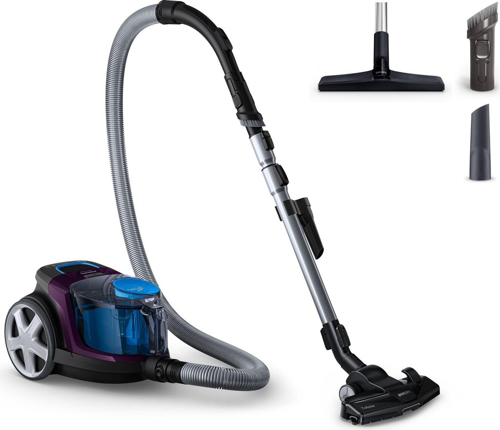 Philips PowerPro Compact Staubsauger ohne Beutel, Allergiefilter, 99,9 % Staubaufnahme, 900 W, lila (FC9333/09)