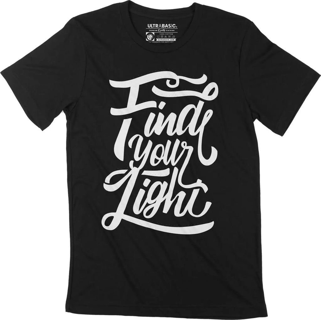 Herren Grafik T-Shirt Finden Sie Ihr Licht – Find Your Ligh – Öko-Verantwortlich Vintage Jahrgang Kurzarm Lustige Druck Geburtstag Geschenk Mann