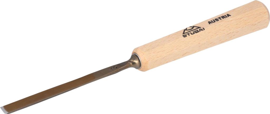 STUBAI Stemmeisen Stechbeitel Serie 52 - Form 3 | Gerades Flacheisen - 6 mm, mit Holzgriff, zum Vorstechen, für Anschlagarbeiten, Schrupparbeiten,...