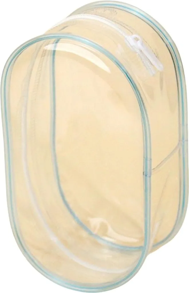 INF Borsa porta trucchi in PVC con campanello e pompon, 3 pezzi Blu