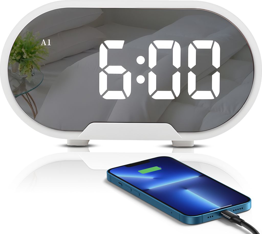 Digitální budík LED, 5,5" displej, zrcadlový povrch, Obrázek produktu 