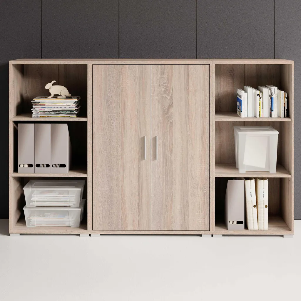 Armoire en chêne Sonoma de 3 niveaux de rangement pour bureau - 4