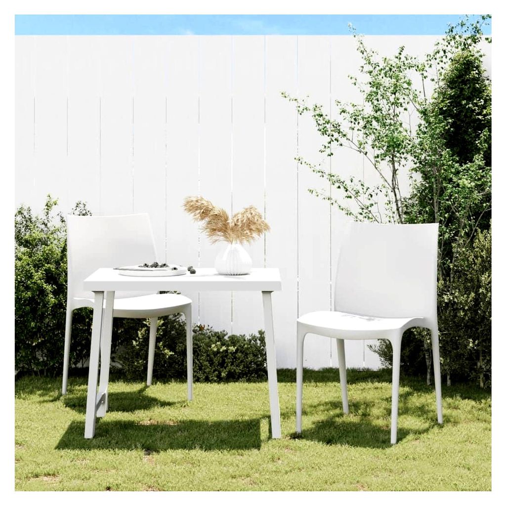 Gartenstühle 2 Stück, Weiß, 50x46x80 cm, Polypropylen, 9 kg
