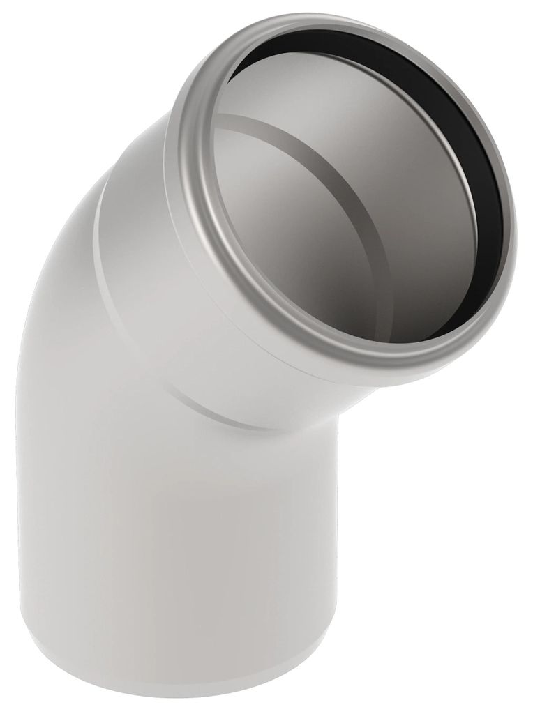 Blücher Rohrbogen 45°, EuroPipe, Edelstahl 1.4404, mit 2 Anschlüssen, 75mm, 1 Stk.