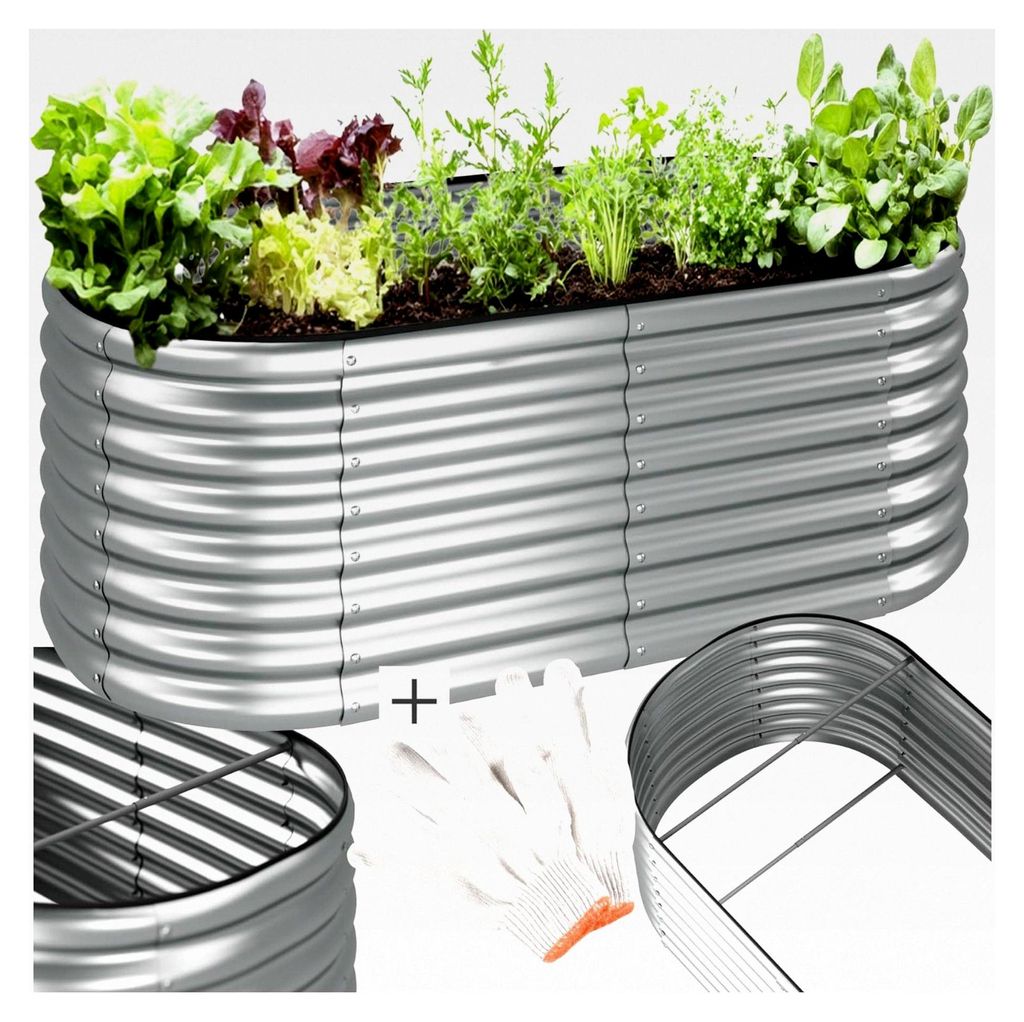 Hochbeet aus Metall, Hochbeet-Kit für den Garten, wetterfest, Pflanzkasten, Kräuterbeet, Gemüsebeet, Pflanzenbeet, zur Anzucht, als Blumenkasten...