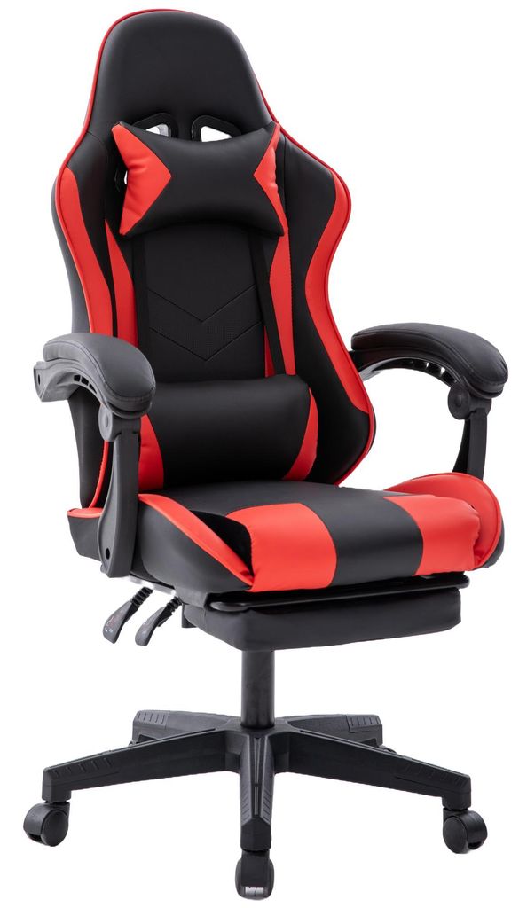 Delman Bürostuhl Gaming Stuhl Gaming Sessel Ergonomischer Gamer Stuhl mit Fußstütze Kopfstütze Gaming Chair 0060RD