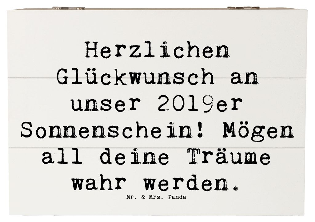 Mr. & Mrs. Panda Holzkiste Spruch 2019 Geburtstag 22 x 15 cm - Weiß - Geschenk, Liebe und Freude, Happy Birthday, Geschenkbox, schatztruhe, Box, A...