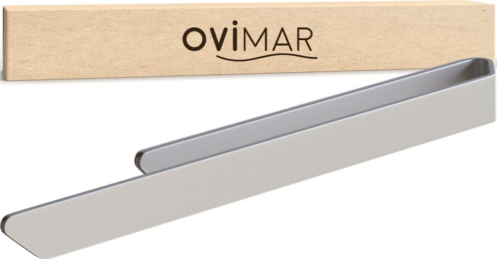 ovimar Handtuchhalter Stevns Silber aus gebürstetem Aluminium | zum Kleben | 40cm | modernes schlichtes Design | Handtuchstange ohne Bohren | für...