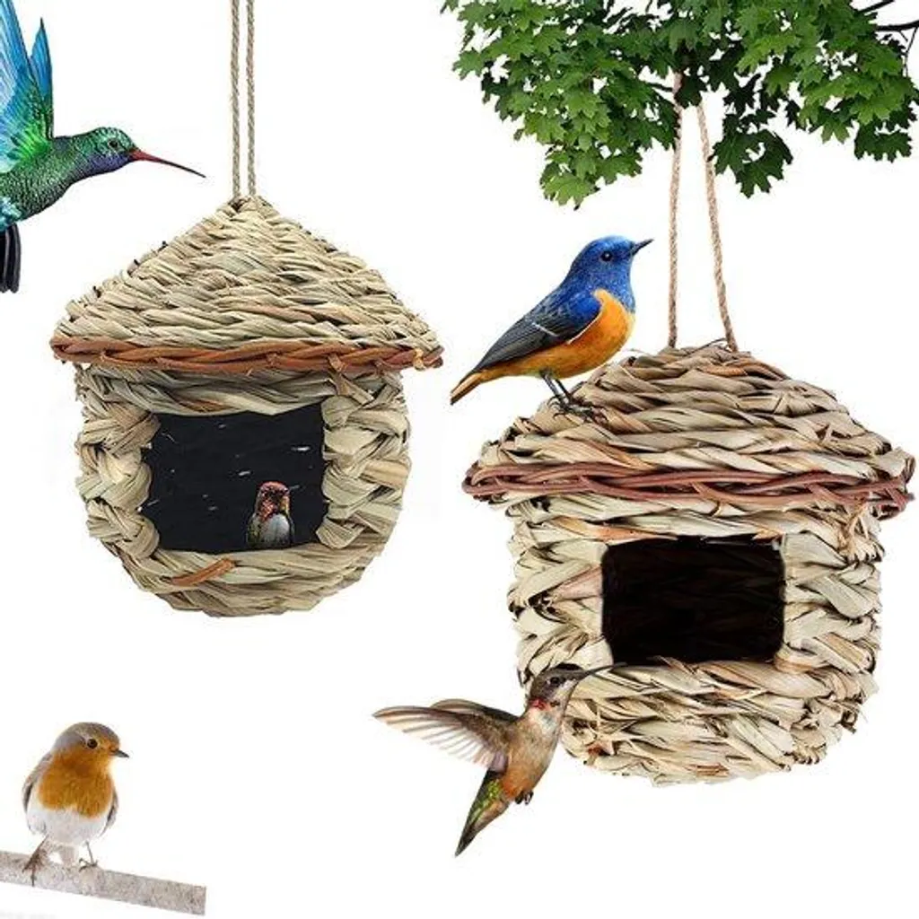 Protéger les oiseaux du froid et prédateurs - 2 Nichoirs en jute tressée