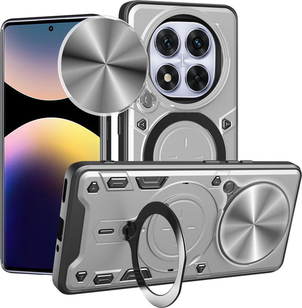 Hülle für Xiaomi Redmi Note 14 Pro 4G - Phonesta CamLock Back Cover mit Kamera-Slider - Silber