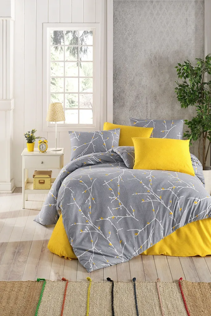 Soleil d'ocre Coperchio di Consolatore + 2 federe, Grigio, 220 x 240 cm