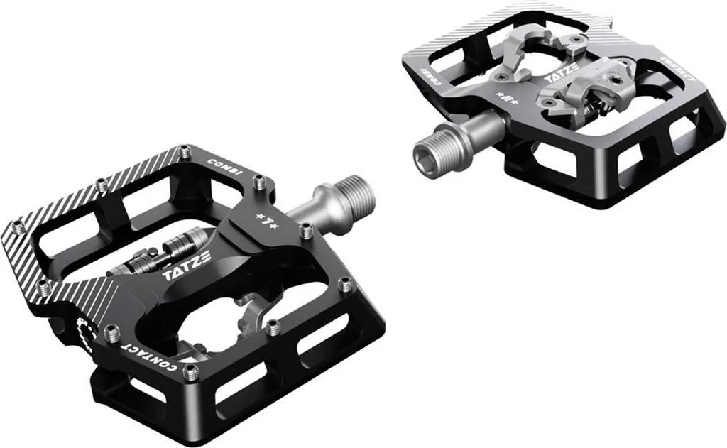 Pédales Tatze CONTACT COMBI noires ART080 : L'hybride VTT polyvalente