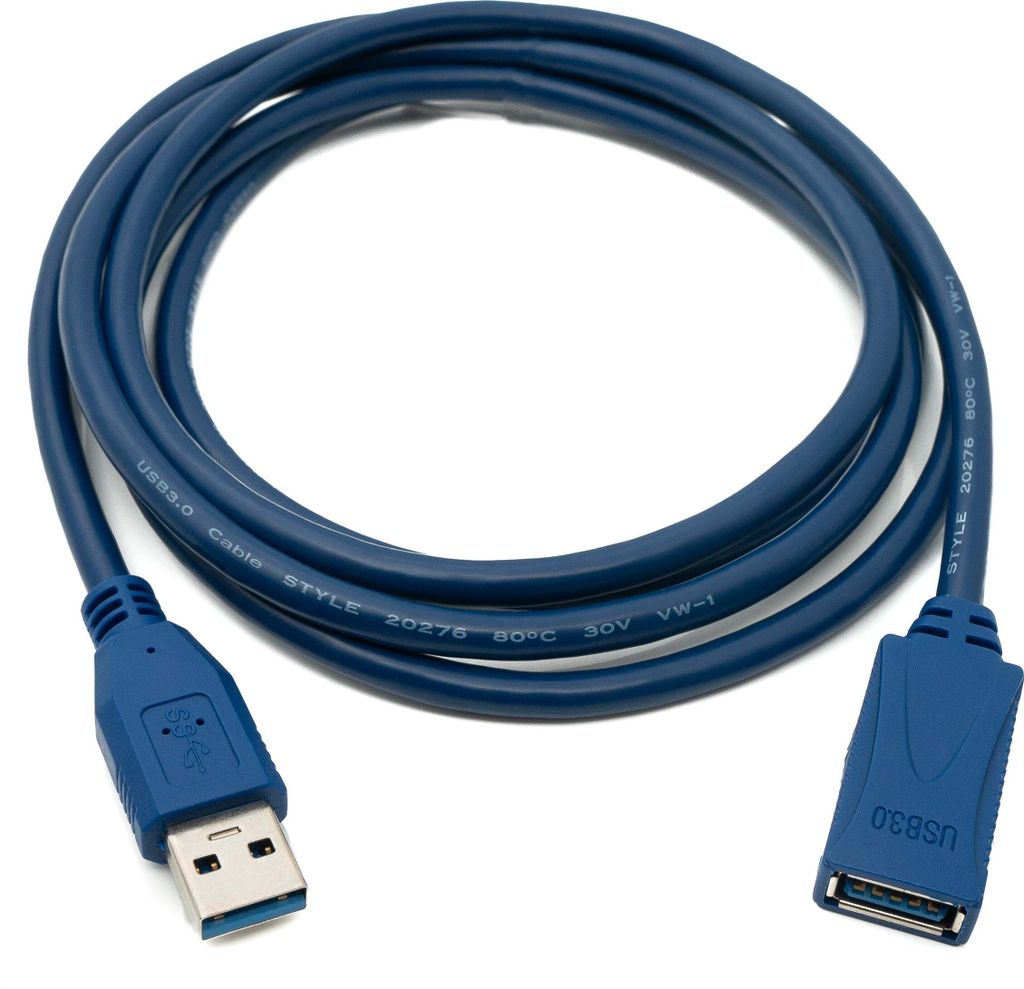 SYSTEM-S USB 3.0 Kabel 180 cm Typ A Stecker zu Buchse in Blau