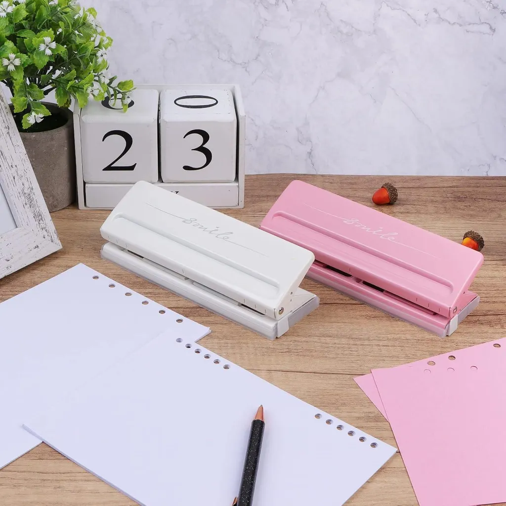 Mini Perforateur Blanc 6 Trous - Solution Compacte pour Classeurs A5 A6