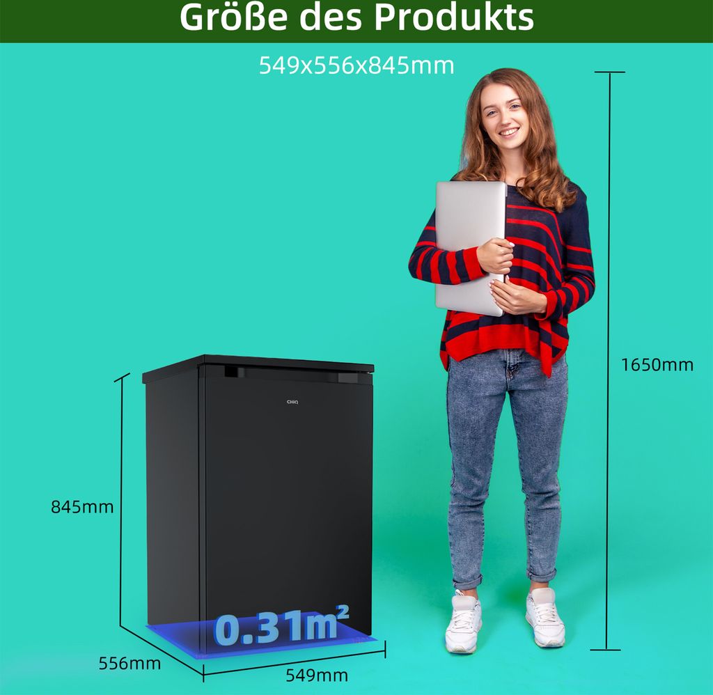ChiQ CSF120BE Vollraumkühlschrank, Gesamtvolumen 126 Liter, Produktbild 3