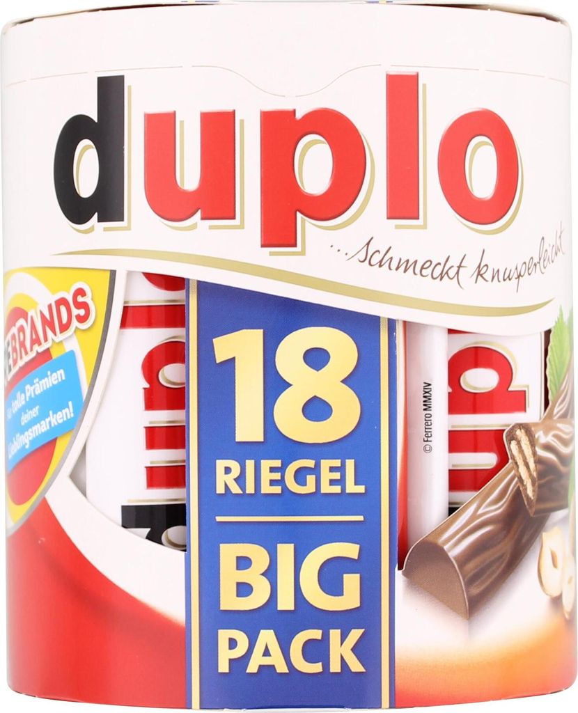 Ferrero duplo Big Pack 18 Riegel mit Waffel Nugatfüllung und Schokolade 327g