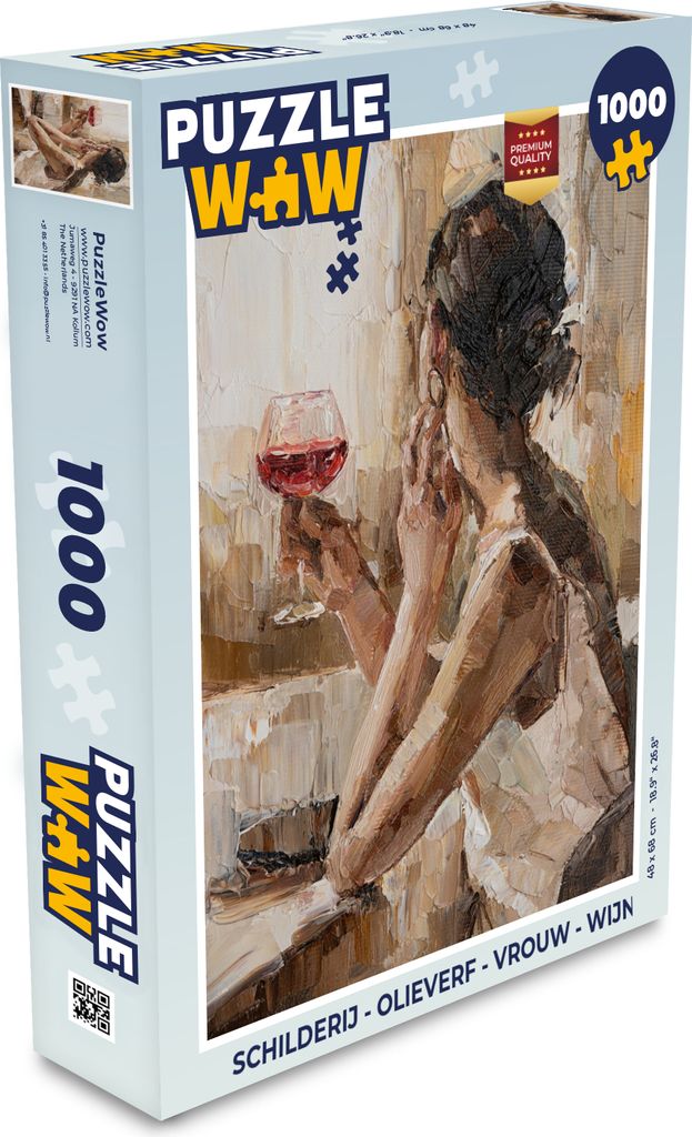 MuchoWow Puzzle 1000 Teile Gemälde - Ölgemälde - Frau - Wein - Spielzeug - Alt und Jung - Spiele - Puzzeln