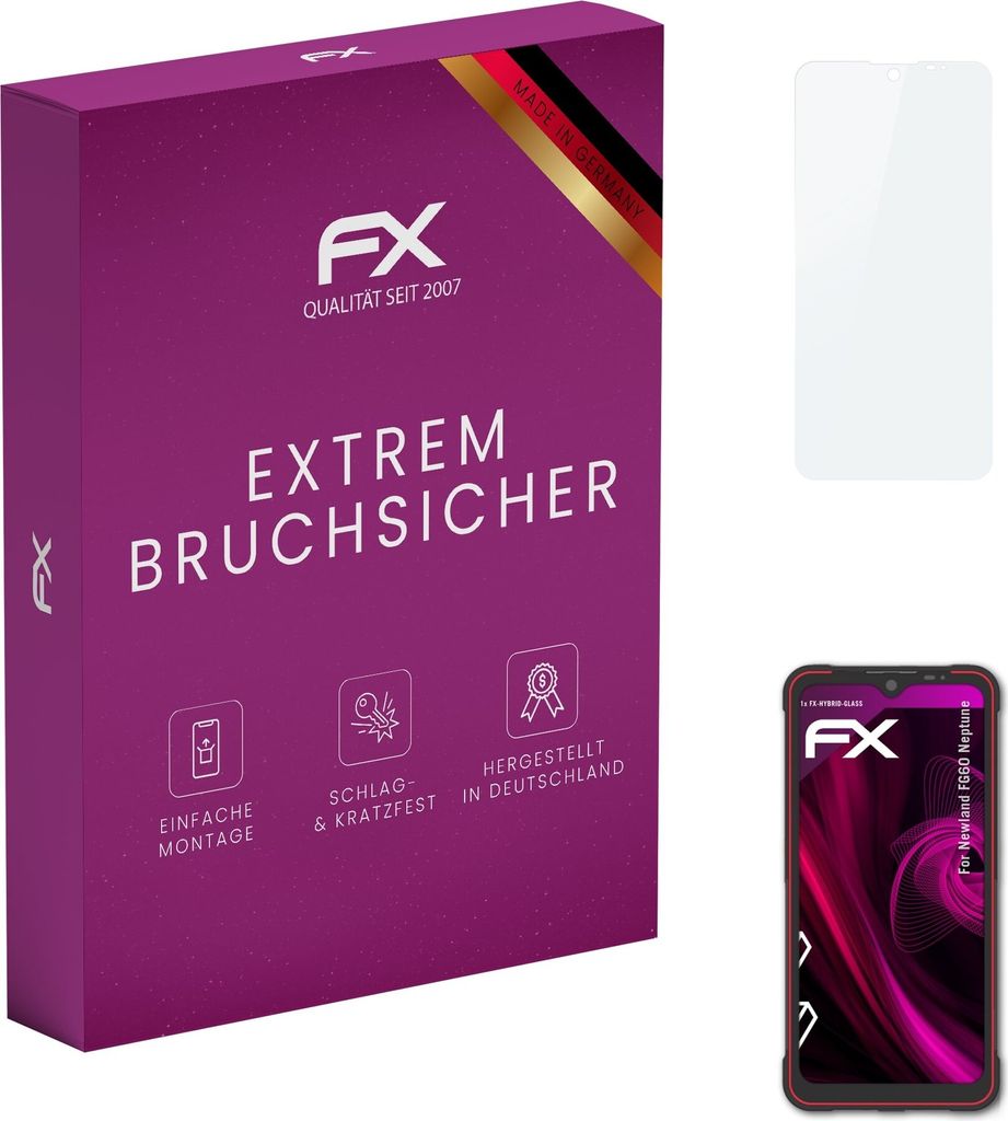 atFoliX FX-Hybrid-Glass Displayfolie kompatibel mit Newland FG60 Neptune Glasfolie