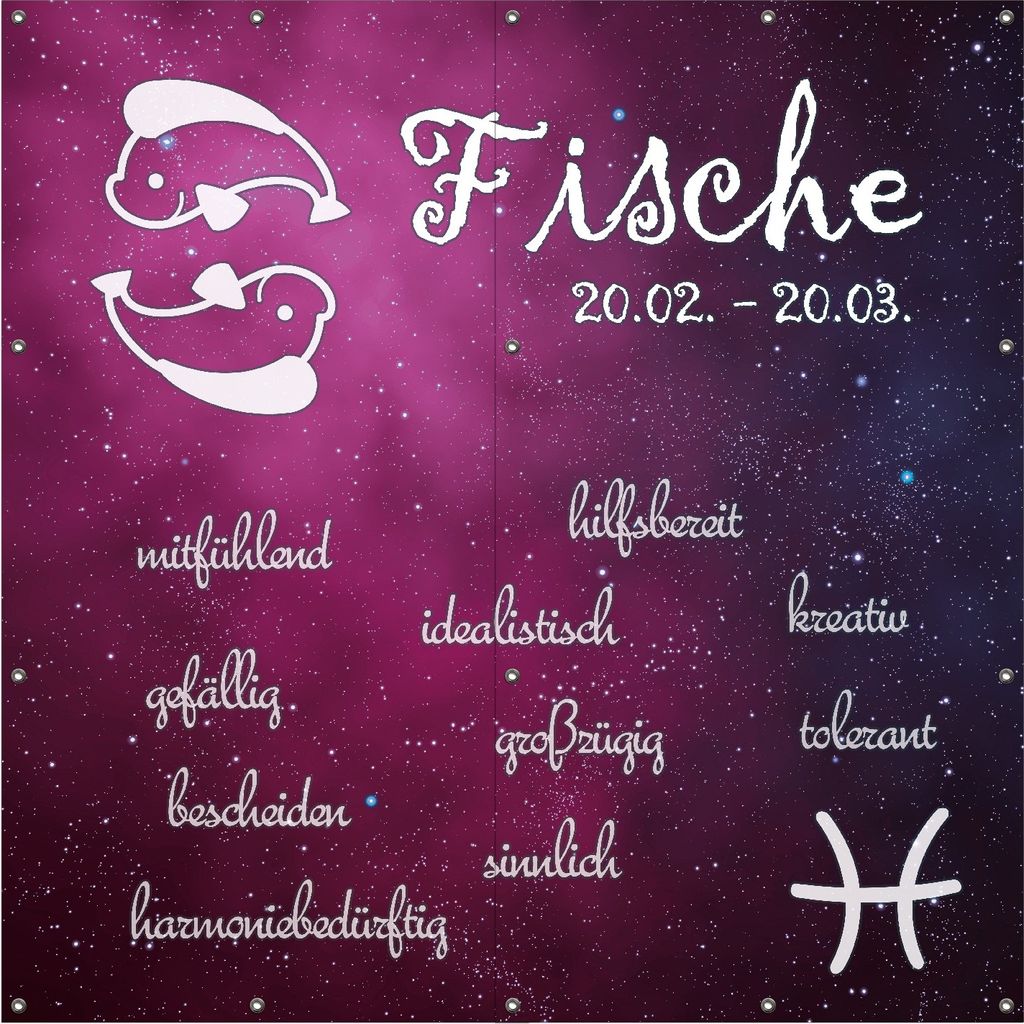 Wallario Outdoor-Poster für Garten oder Balkon, Motiv Sternzeichen Fische, in ca. 180 x 180 cm