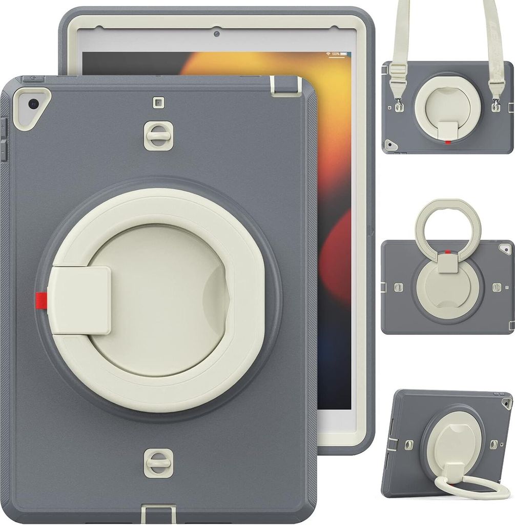 Tasche für iPad 9.7" 2017/2018 mit Halterung und Schultergurt Grau
