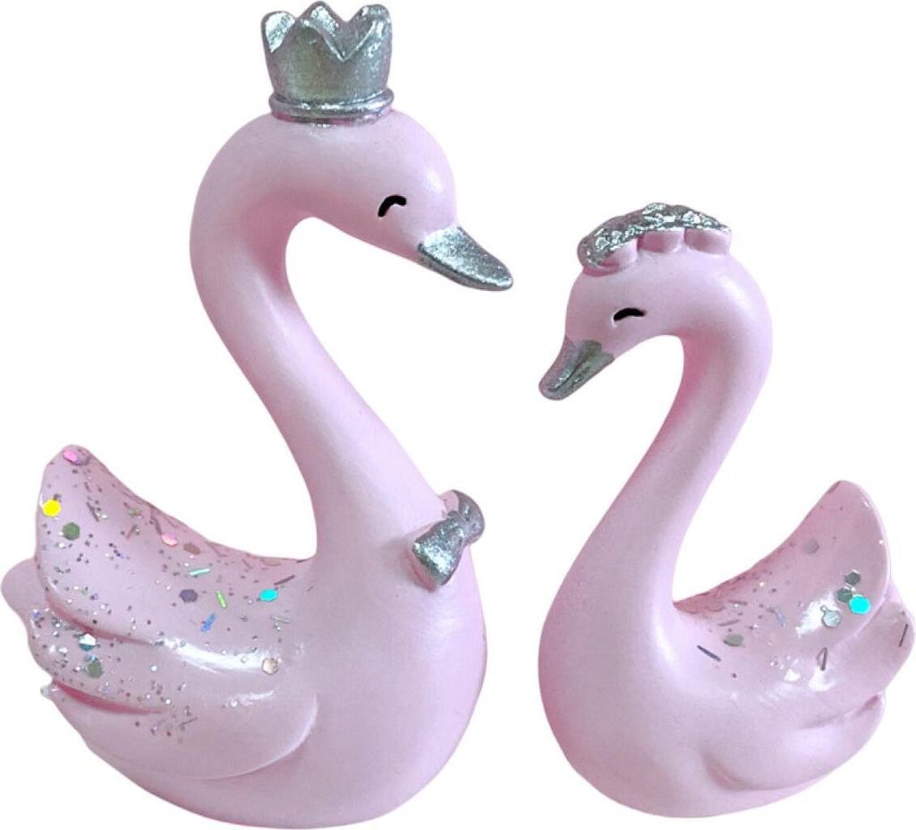 1 Paar Swan Desktop Ornamente Artwork Realistische Form lächeln klare Textur Tierhaus Verschönerung Kuchen DIY CROWN SWAN SCULPTURE SCULPTURE Kuc...