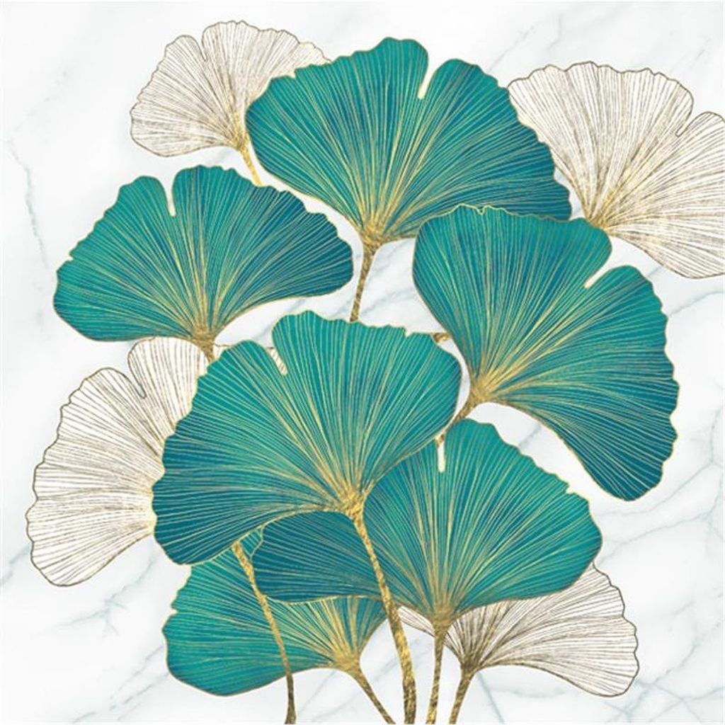 Tovaglioli 33x33 cm - Gold and Emerald Ginkgo Biloba Immagine del prodotto 