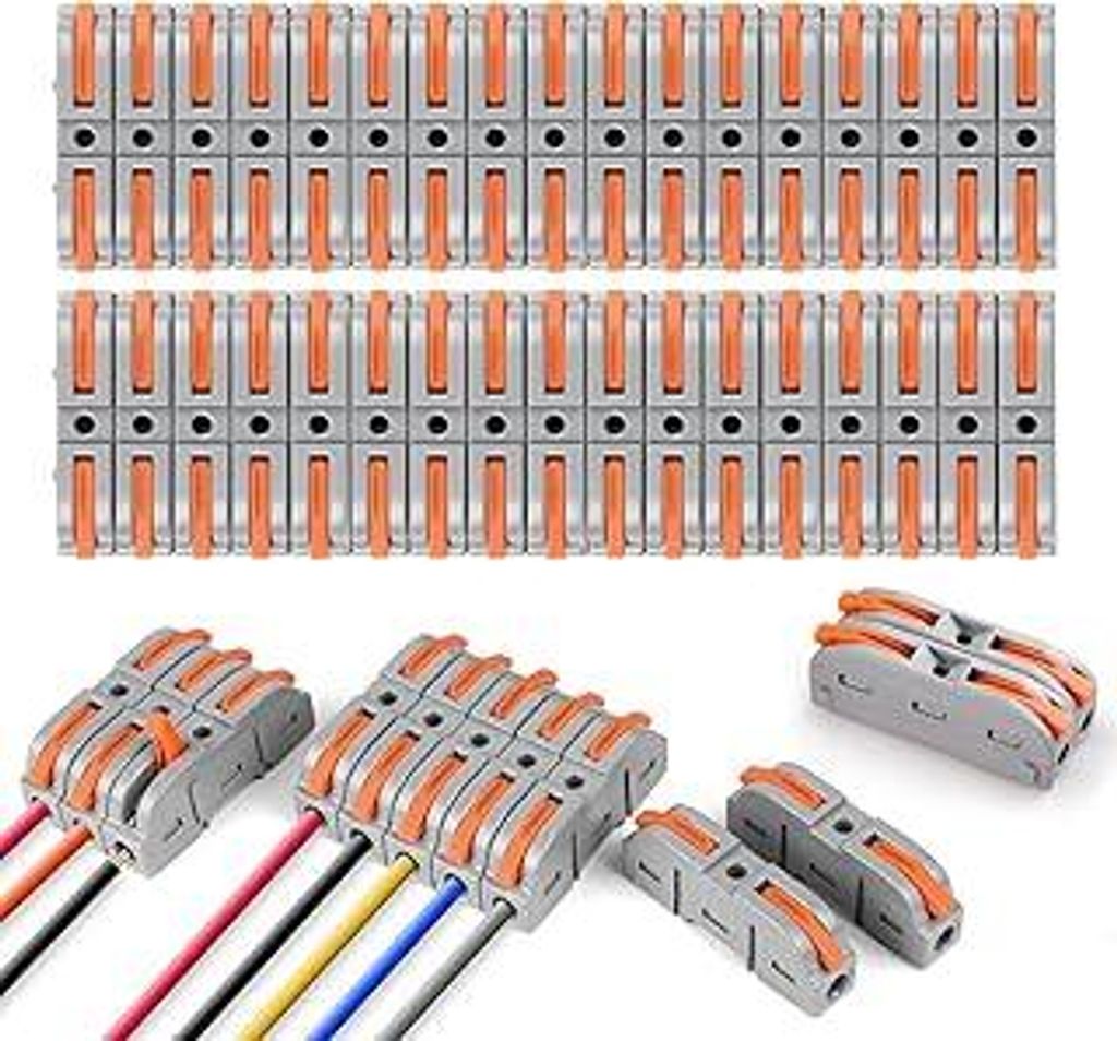 34 Stück Kabelverbinder Lüsterklemme,SPL-1 Lüsterklemmen, Kabelklemmen Elektro mit Betätigungshebel,Frei kombinierbar SPL2-5 Verbindungsklemmen...