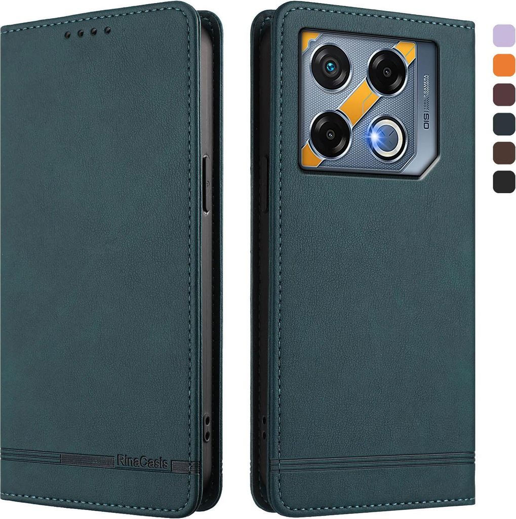 Hülle für Infinix GT 20 Pro 5G, Retro Kunstleder Ständer Klapphülle mit Kartenfächer und Magnetische Grün