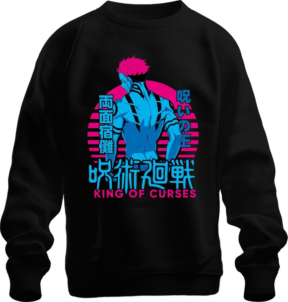Jujutsu Kaisen Sukuna Ryomen King of Curses Anime Vaporwave Uni Sweatshirt Pullover, Schwarz, XL