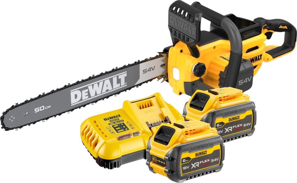 DeWalt DCMCS 575 T2 Akku Kettensäge 54 V FlexVolt 50 cm Brushless + 2x Akku 6,0 Ah + Ladegerät