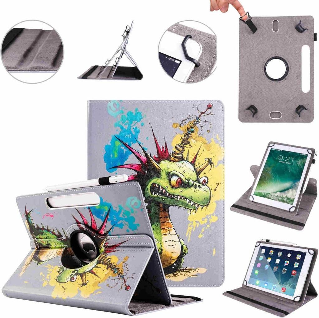 Für Lenovo Tab M10 3rd Gen 10.1 2022 360 Grad Motiv 3 Tablet Tasche Kunst Leder Etuis Hülle