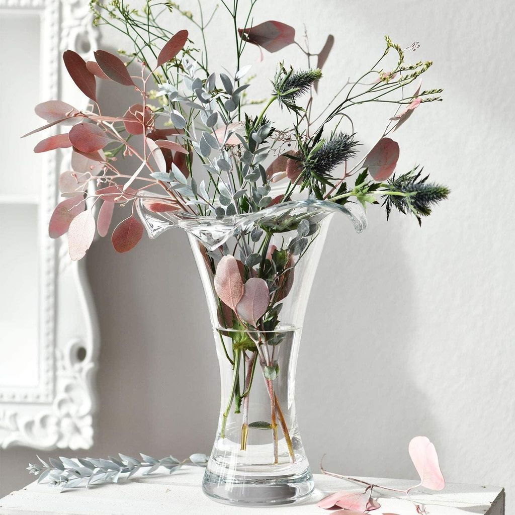KROSNO Hohe Glasvase für Blumen | 270 mm Hoch | Wave-Kollektion | Perfekt für Zuhause, Restaurants und Feiern | Handwäsche