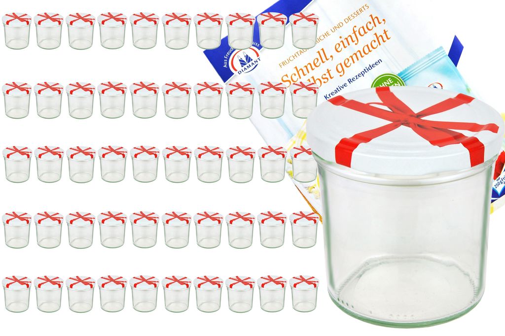 50er Set Sturzglas 350 ml To 82 Schleifendekor Deckel incl. Produktbild 