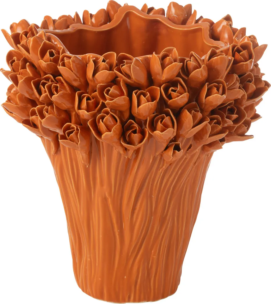 Vase orange Ambrosia en céramique J-Line - Finition artisanale 24 cm