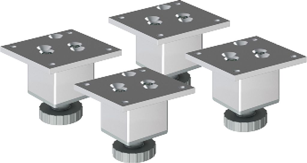 4er Set sossai Höhenverstellbare Aluminium Möbelfüße 60mm in eloxiertem Design Schrankfüße Sockelfüße