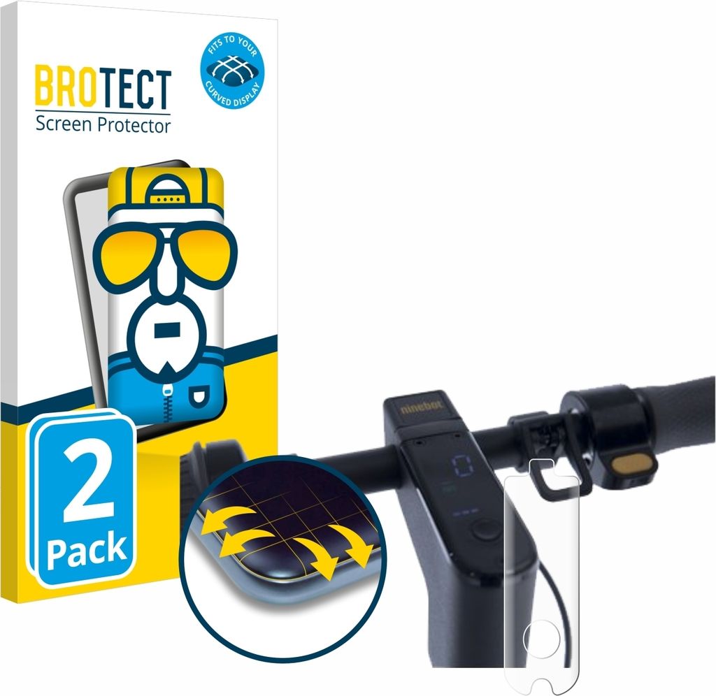 2x BROTECT Fullscreen Schutzfolie für Segway Ninebot KickScooter MAX G30 Displayschutz Folie Fullcover Klar Transparent