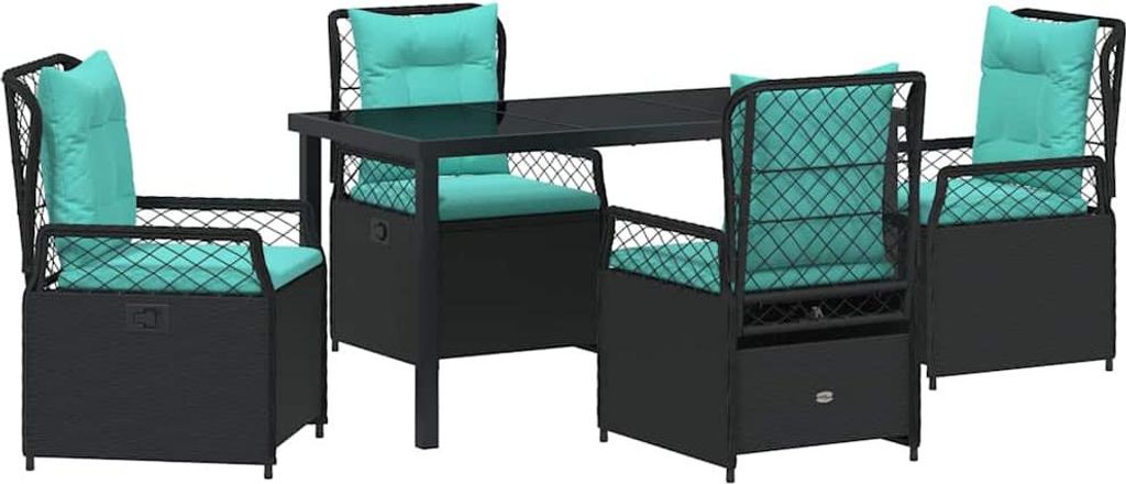 vidaXL Garten Essgruppe 5 pcs Schwarz Poly-Rattan
