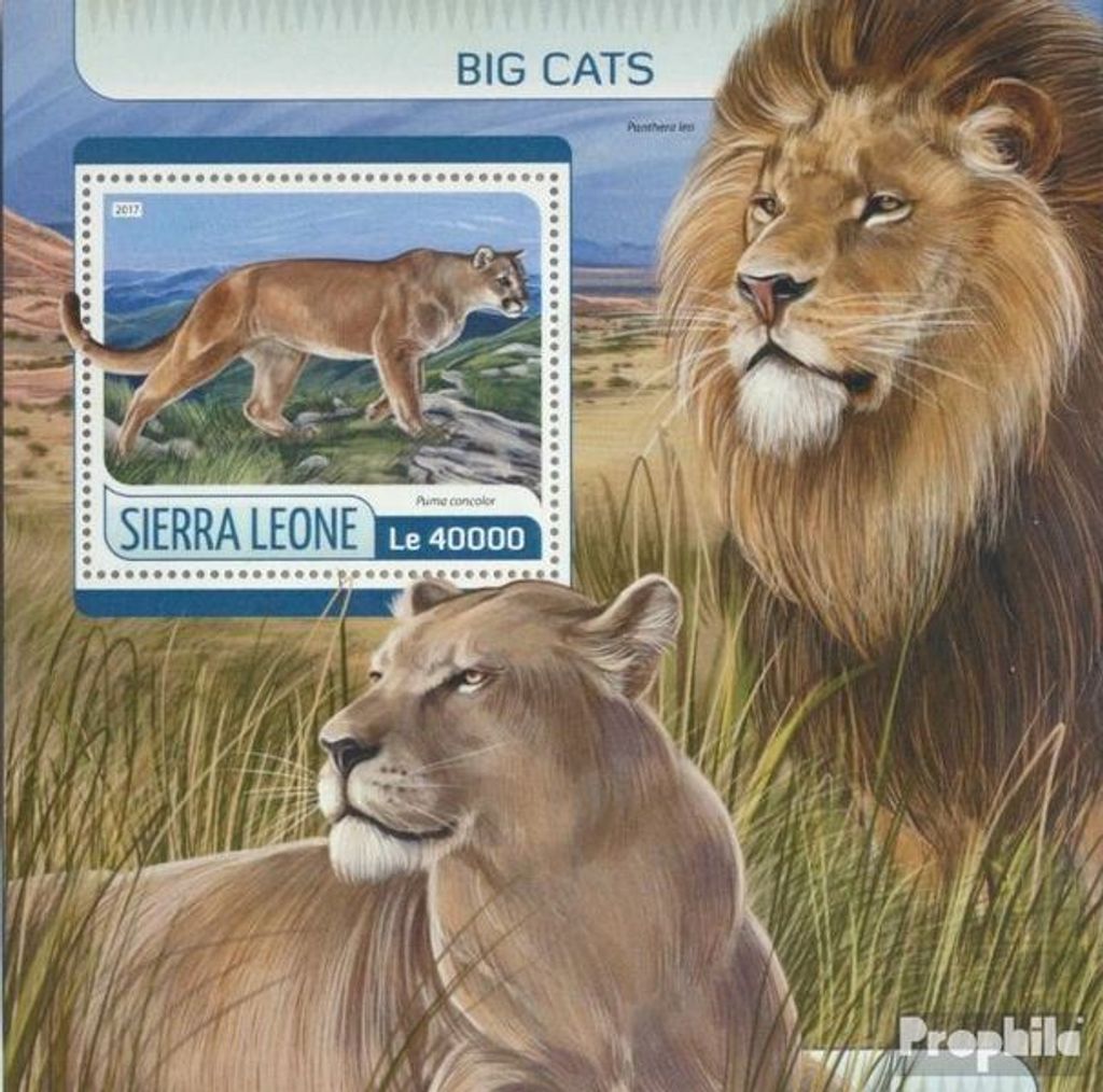 Briefmarken Sierra Leone 2017 Mi Block 1248 (kompl. Ausg.) postfrisch Große Katzen