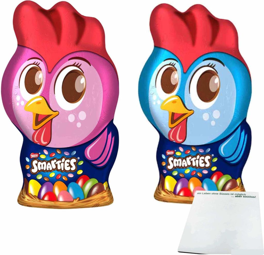 Smarties Henne Schokoladenhohlfigur (85g Packung) + usy Block