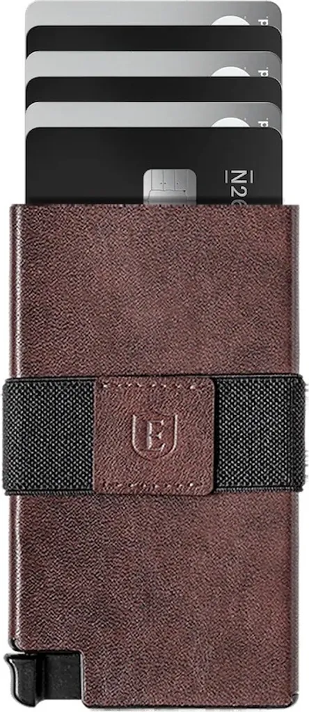 Porte-cartes marron cuir de vachette format compact ultra résistant Slim