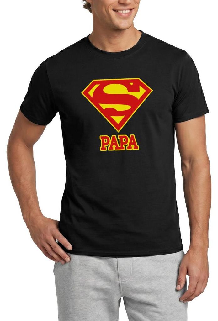 Spreadshirt DC Comics Superman Papa Superpapa Männer T-Shirt, M, Schwarz