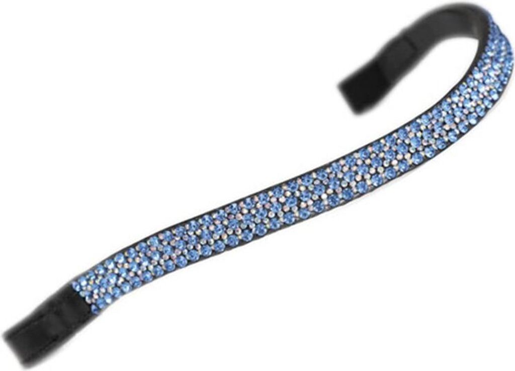 Aviemore - Strass Pferde-Stirnband "Wide", Leder ER445 (Cob) (Blau/Schwarz)