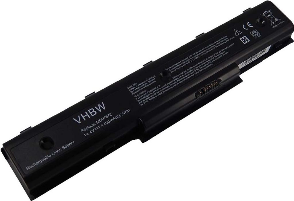 vhbw Akku Ersatz für Medion 604N00T011107, 40036343(SMP SDI), 40036339, 604N00T011140, 40036340(SMP SDI) für Notebook (4400 mAh, 14,4 V, Li-Ion)