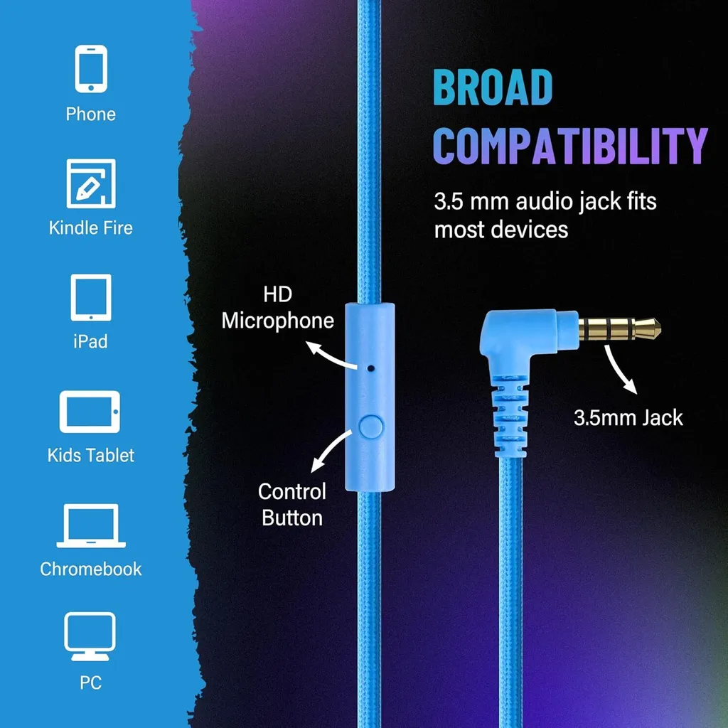 Cuffie Stereo Cablate Pieghevoli: Jack 3,5mm e Microfono Integrato - 5