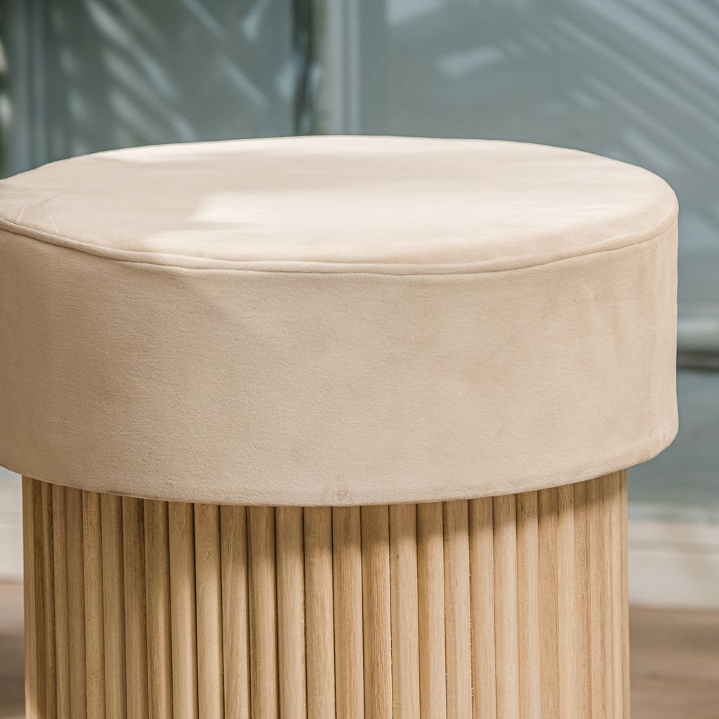 Samthocker aus Holz Beige Produktbild 6