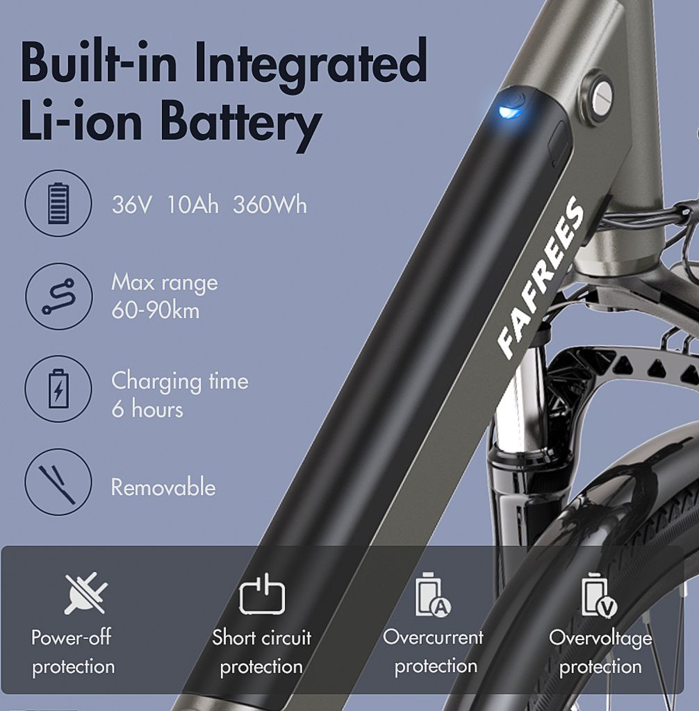 FAFREES 26 Zoll E-Bike 25 km/h 250W Motor 36V 10Ah Produktbild 7
