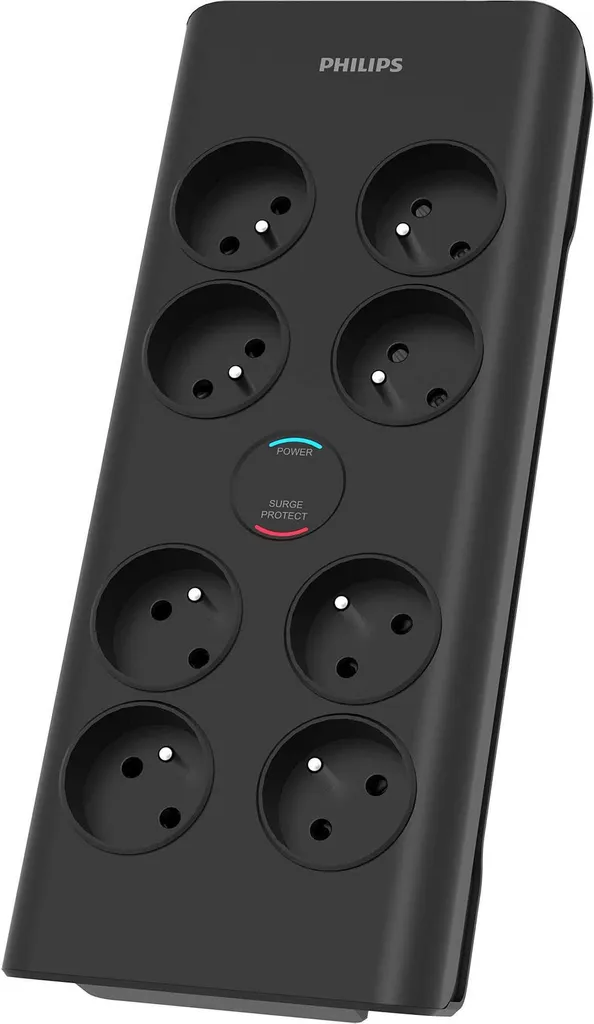 Bloc multiprise parafoudre 8 prises Philips cordon tressé 2 mètres