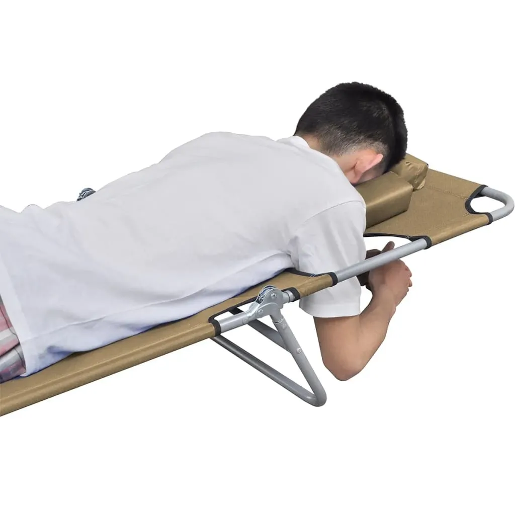Transat de jardin pliable taupe avec dossier inclinable et coussin
